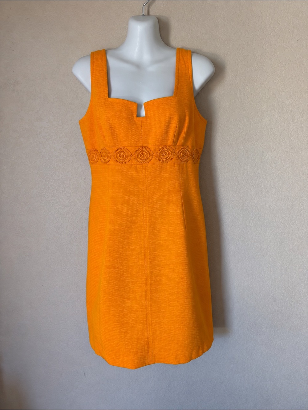 Trina Turk Burnt Yellow Mod Y2K Resort Mini Dress Embroidered Lace Size 8